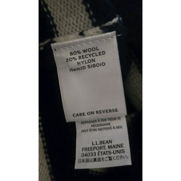 LL Bean Signature Navy Blue Striped Sweater XL Wool Blend Womens Button Neck - Picture 7 of 7